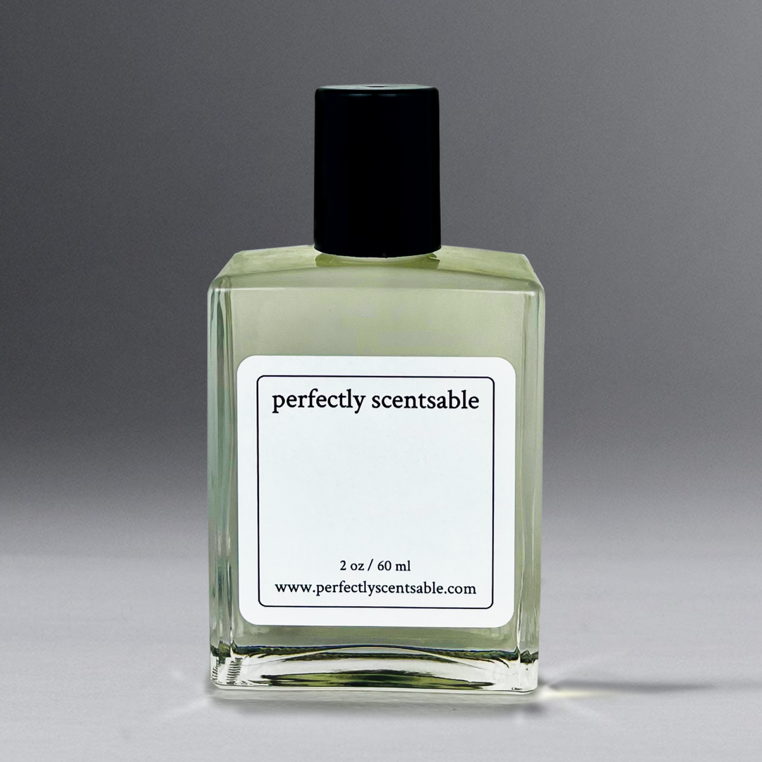 Perfectly Scentsable 2 oz (60 ml) perfume oil in a stylish glass bottle with a black cap, ideal for long-lasting fragrance enjoyment.