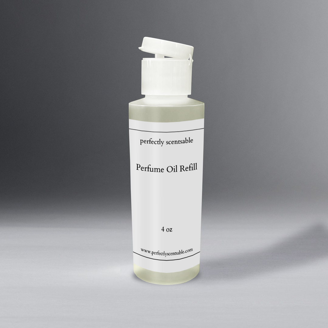 Perfectly Scentsable Perfume Oil Refill in a 4 oz bottle with a flip-top cap, designed for convenient fragrance replenishment.